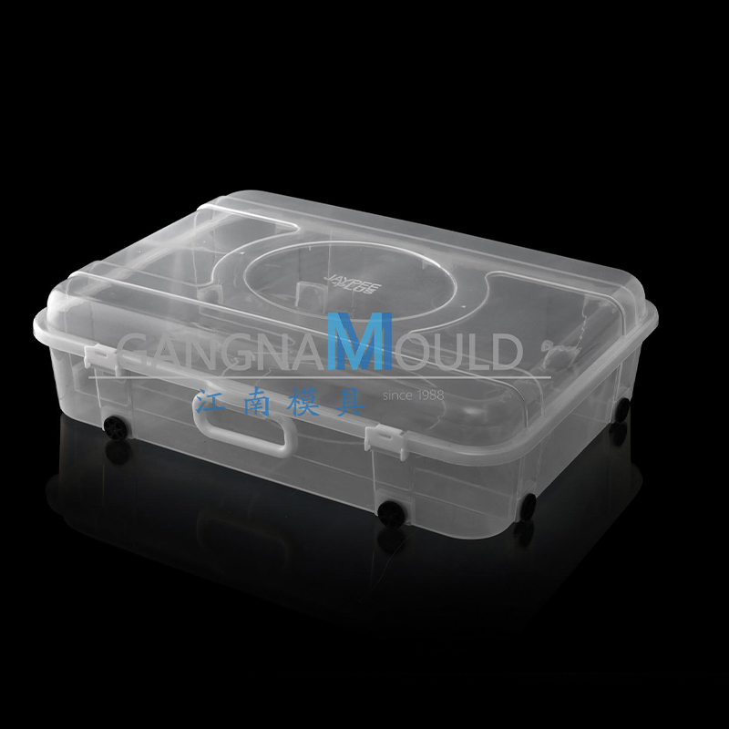 Molde para caja de almacenamiento transparente de plástico para debajo de la cama con ruedas JN-300