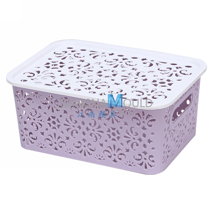 Molde de cesta de almacenamiento de plástico de PP Hogar con cubierta JN-341 